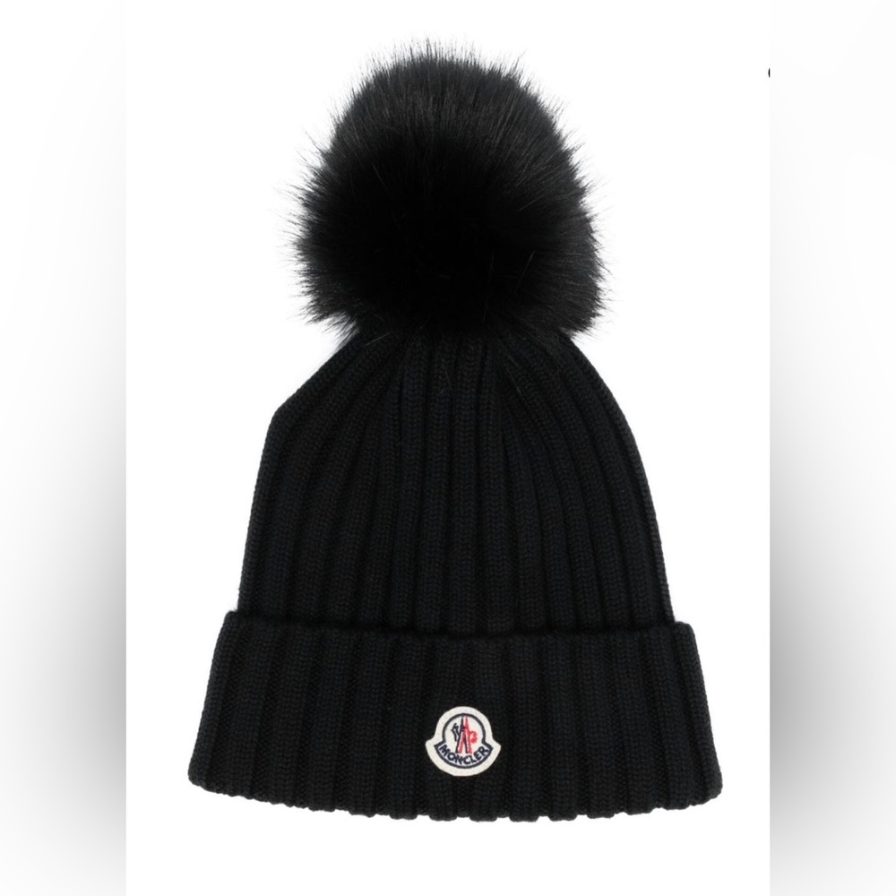 Moncler logo ribbed knit beanie